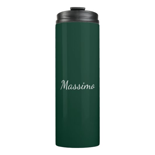 Dunkelgrün Elegant Casual Eigener Name Handschrift Thermosbecher (Vorderseite)