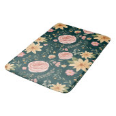 Dunkelgrün Elegantes Muster für Vintage Wildblume Badematte (Schrägansicht)