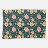 Dunkelgrün Elegantes Muster für Vintage Wildblume Geschirrtuch (Horizontal)