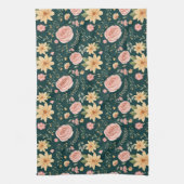 Dunkelgrün Elegantes Muster für Vintage Wildblume Geschirrtuch (Vertikal)