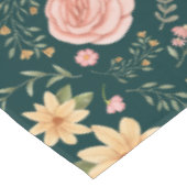 Dunkelgrün Elegantes Muster für Vintage Wildblume Tischdecke (Schrägansicht)
