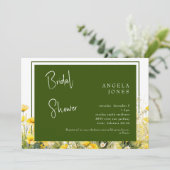 Dunkelgrün-gelbes Brautparty Einladung (Stehend Vorderseite)