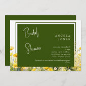 Dunkelgrün-gelbes Brautparty Einladung (Vorne/Hinten)