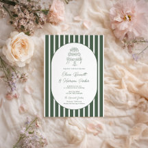 Dunkelgrün gestreifte Cabana-Preppy-Hochzeit