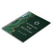 Dunkelgrün Gold Agate Custom Bar Mitzvah Notizblock (Linke Seite)