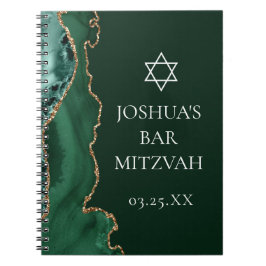 Dunkelgrün Gold Agate Custom Bar Mitzvah Notizblock