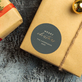 Dunkelgrün & Gold Polka Dots Frohe Weihnachten Runder Aufkleber