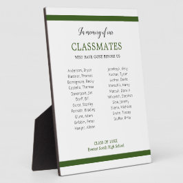 Dunkelgrün im Gedächtnis unserer Klassenkameraden  Fotoplatte