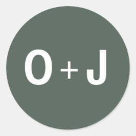 Dunkelgrün | Initialen + Minimalistische Skandinav Runder Aufkleber