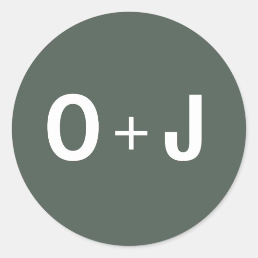 Dunkelgrün | Initialen + Minimalistische Skandinav Runder Aufkleber (Vorderseite)