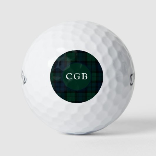 Dunkelgrün kariertes Golfhandtuch Golfball (Vorderseite)