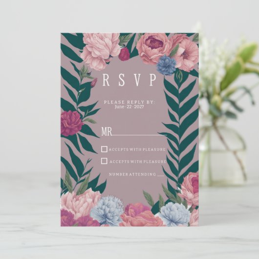 Dunkelgrün-maul-rosa UAWG Einladung (Stehend Vorderseite)