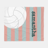 Dunkelgrün & Melon Pink Riesenvolleyball gestreift Fleecedecke (Vorderseite (Horizontal))
