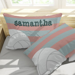 Dunkelgrün & Melon Pink Riesenvolleyball gestreift Kissenbezug