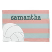 Dunkelgrün & Melon Pink Riesenvolleyball gestreift Kissenbezug (Vorderseite)