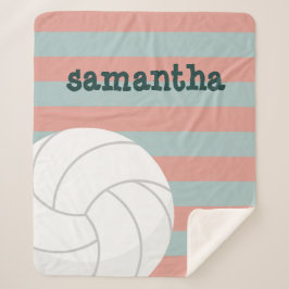 Dunkelgrün & Melon Pink Riesenvolleyball gestreift Sherpadecke