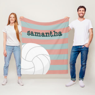 Dunkelgrün & Melonenrosa Riesen-Volleyball gestrei Fleecedecke