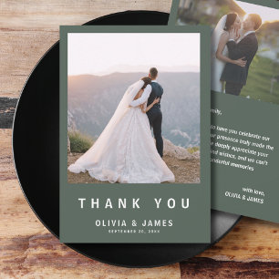 Dunkelgrün   Minimalistisch Modern Wedding Danke