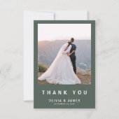 Dunkelgrün | Minimalistisch Modern Wedding Danke (Vorderseite)