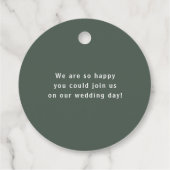 Dunkelgrün | Minimalistisch Modern Wedding Danke Geschenkanhänger (Rückseite)