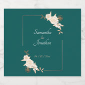 Dunkelgrün mit Creme-Rose Hochzeit Alkoholflaschenetikett (Einzelnes Label)