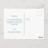 Dunkelgrün mit Creme Rose Hochzeit Danke Postkarte (Rückseite)