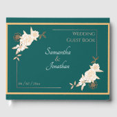 Dunkelgrün mit Creme-Rose Hochzeit Gästebuch (Vorderseite)