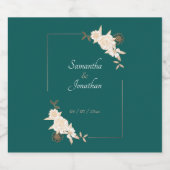 Dunkelgrün mit Creme-Rose Hochzeit Schaumweinetikett (Einzelnes Label)