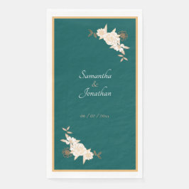 Dunkelgrün mit Creme-Rose Hochzeit Serviette