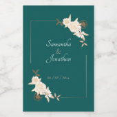 Dunkelgrün mit Creme-Rose Hochzeit Weinetikett (Einzelnes Label)