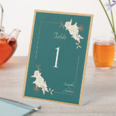 Dunkelgrün mit Creme-Rose Hochzeitsszene Tischnumm Sockelschild (In Situ)