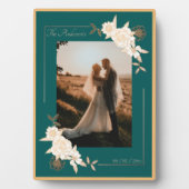 Dunkelgrün mit Creme-Rose Verheiratet Fotoplatte (Vorderseite)