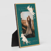 Dunkelgrün mit Creme-Rose Verheiratet Fotoplatte (Seite)