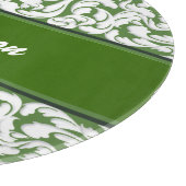 Dunkelgrün mit dem weißen Wirbel personalisiert Schneidebrett (Ecke)