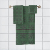 Dunkelgrün mit geometrischem Blumenmuster Badhandtuch Set
