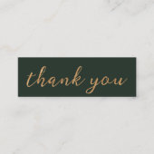 Dunkelgrün mit Gold Danke Business Card Mini Visitenkarte (Vorderseite)