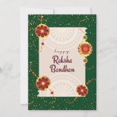 Dunkelgrün mit raakhi's & raksha bandhan Wünschen Dankeskarte (Vorderseite)