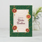 Dunkelgrün mit raakhi's & raksha bandhan Wünschen Dankeskarte (Stehend Vorderseite)