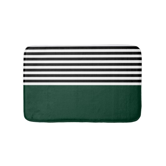 Dunkelgrün mit schwarzen und weißen Streifen Badematte (Vorderseite)