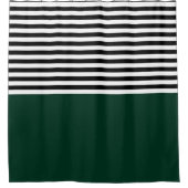 Dunkelgrün mit schwarzen und weißen Streifen Duschvorhang (Vorderseite)