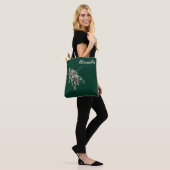 Dunkelgrün mit Wasserfarben-Blättern und -Beeren b Tasche (Am Model)