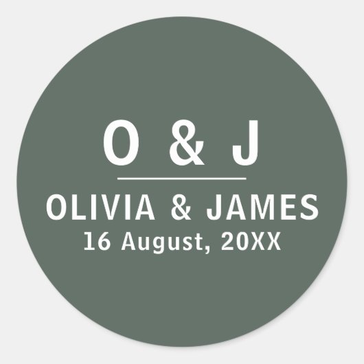 Dunkelgrün | Moderne Minimalistische Skandinavienh Runder Aufkleber (Vorderseite)