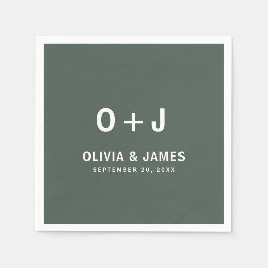 Dunkelgrün | Moss Minimalistisch Modern Modern Mod Serviette (Vorderseite)