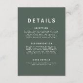 Dunkelgrün | Moss Minimalistisch Scandi Modern Wed Begleitkarte (Vorderseite)