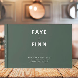 Dunkelgrün | Moss Minimalistisch Scandi Modern Wed Gästebuch