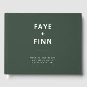 Dunkelgrün | Moss Minimalistisch Scandi Modern Wed Gästebuch (Vorderseite)