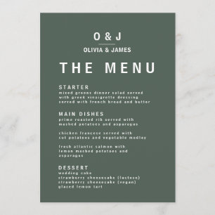 Dunkelgrün   Moss Minimalistisch Scandi Modern Wed Menükarte