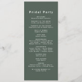 Dunkelgrün | Moss Minimalistisch Scandi Modern Wed Programm (Rückseite)