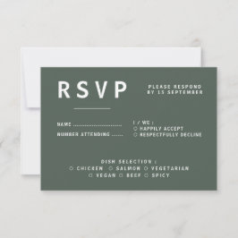 Dunkelgrün | Moss Minimalistisch Scandi Modern Wed RSVP Karte