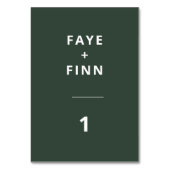 Dunkelgrün | Moss Minimalistisch Scandi Modern Wed Tischnummer (Vorderseite)